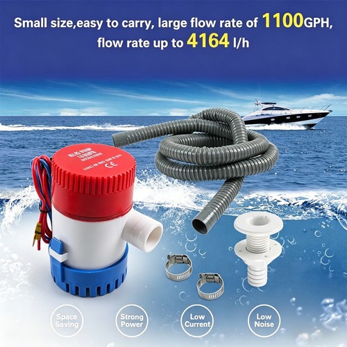 12v 1100gph boat bilge pump - 12v,